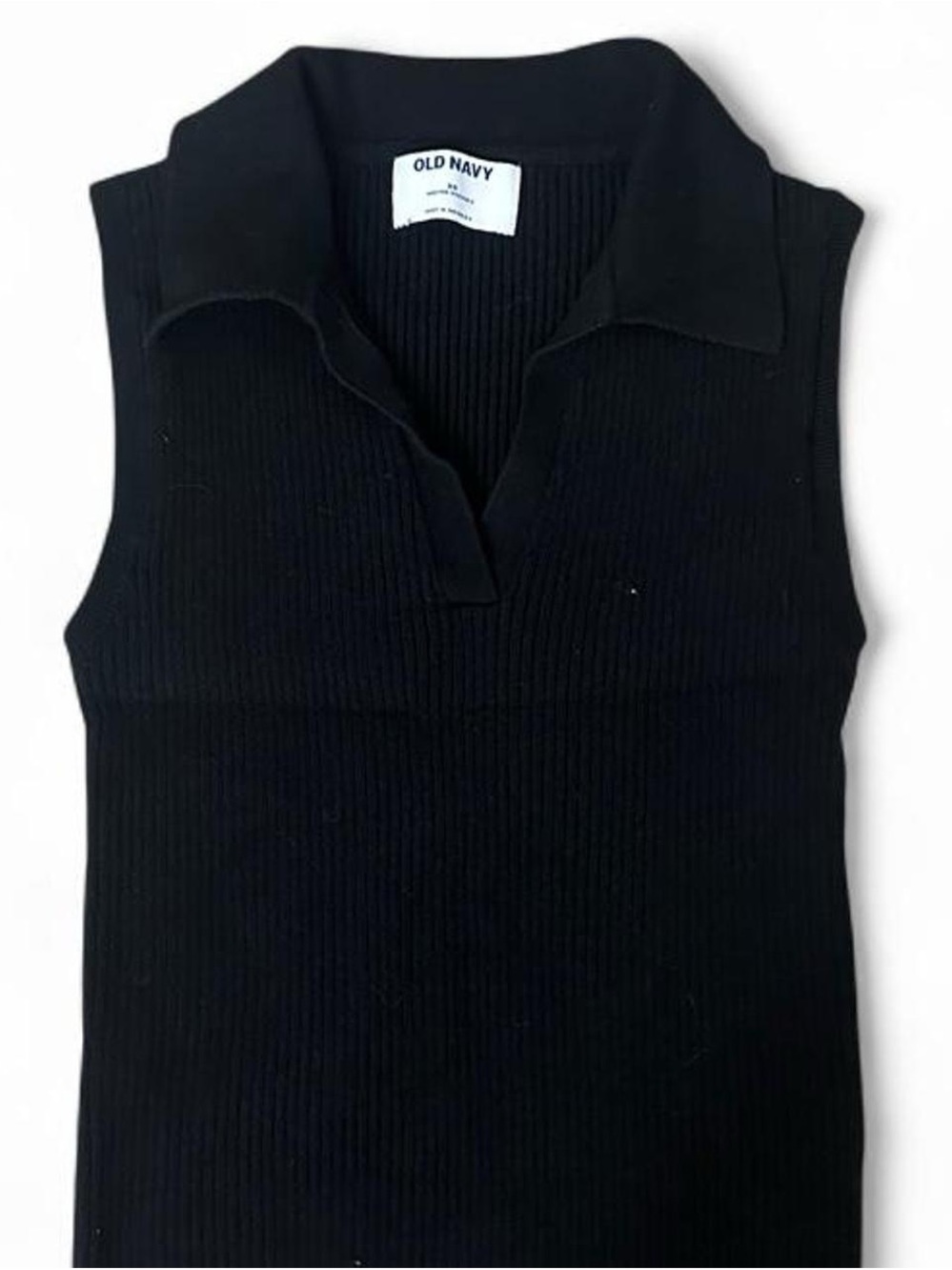 Old Navy Black Ribbed Sleeveless Polo Tank